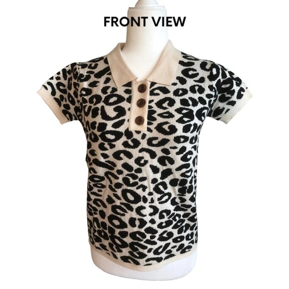 SALE!!!!!! NWT THML Short Sleeve Sweater with Animal Print - Picture 1 of 5